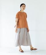 フレンチリネンキャンバス タックスカート